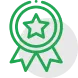 Star medal icon representing industry certifications, strict quality assurance, and recognized excellence across all business verticals.