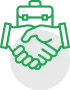 Handshake overlapping a briefcase icon, symbolizing successful B2B partnerships and corporate integrations across diverse business verticals.